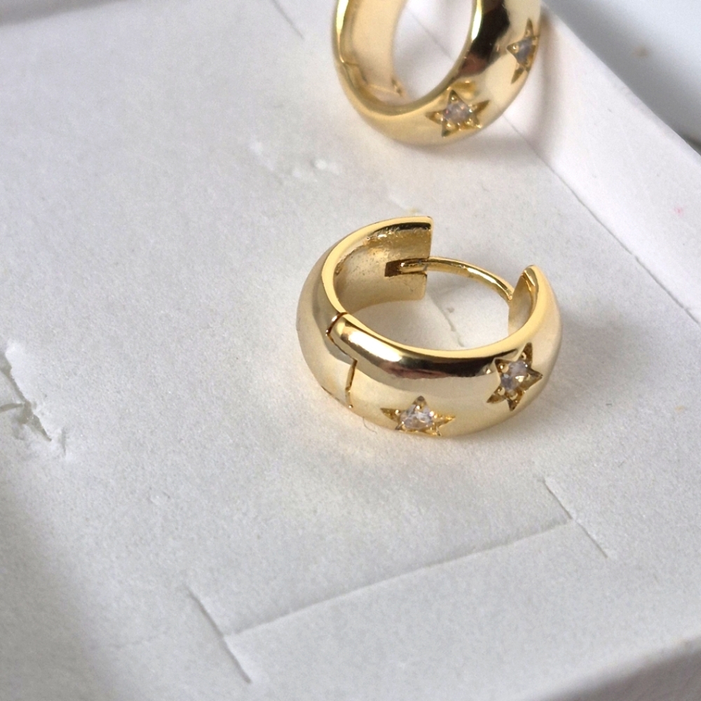 Gold Star Hoop Earrings